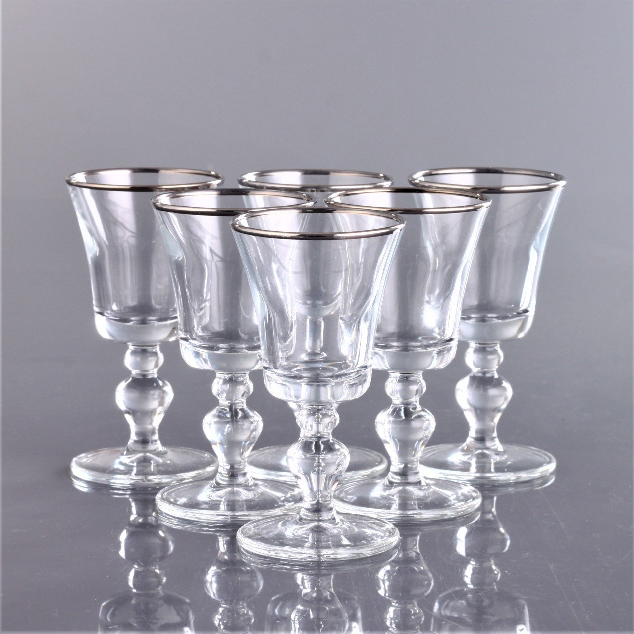 Kahve Yanı Su Bardak Takımı Ağız Cidar Platin 6 kişilik Kristal