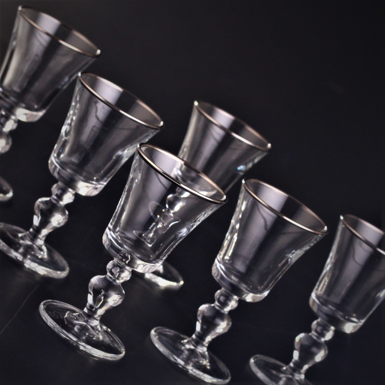 Kahve Yanı Su Bardak Takımı Ağız Cidar Platin 6 kişilik Kristal