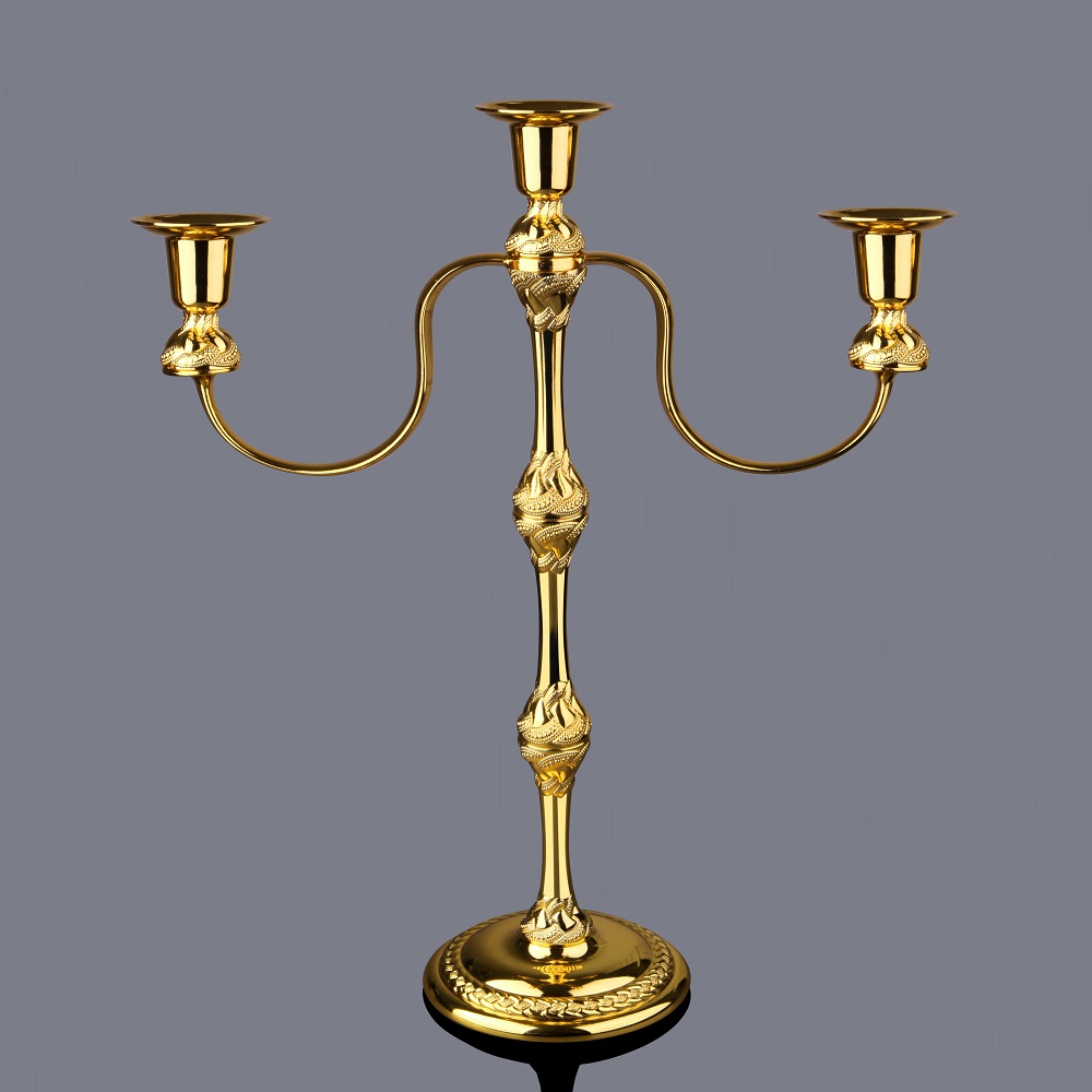 3 Kollu Şamdan Elegans Gold