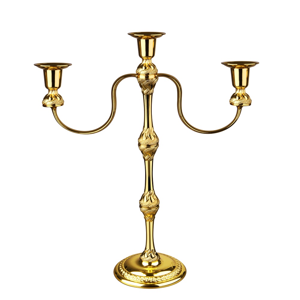 3 Kollu Şamdan Elegans Gold