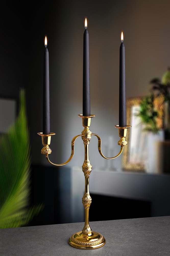 3 Kollu Şamdan Elegans Gold