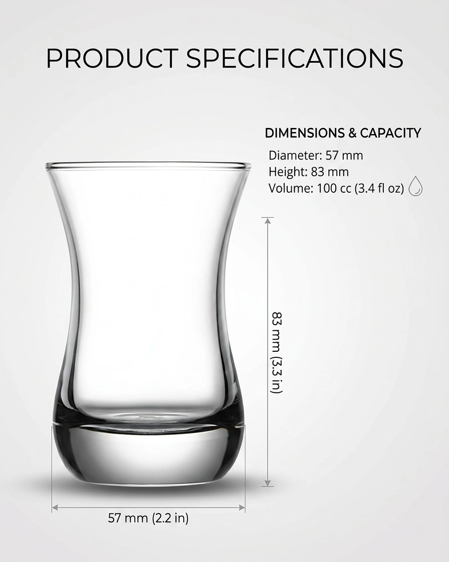 6 lı Klasik Boy Çay Bardağı Takımı- MedCezir Dekor