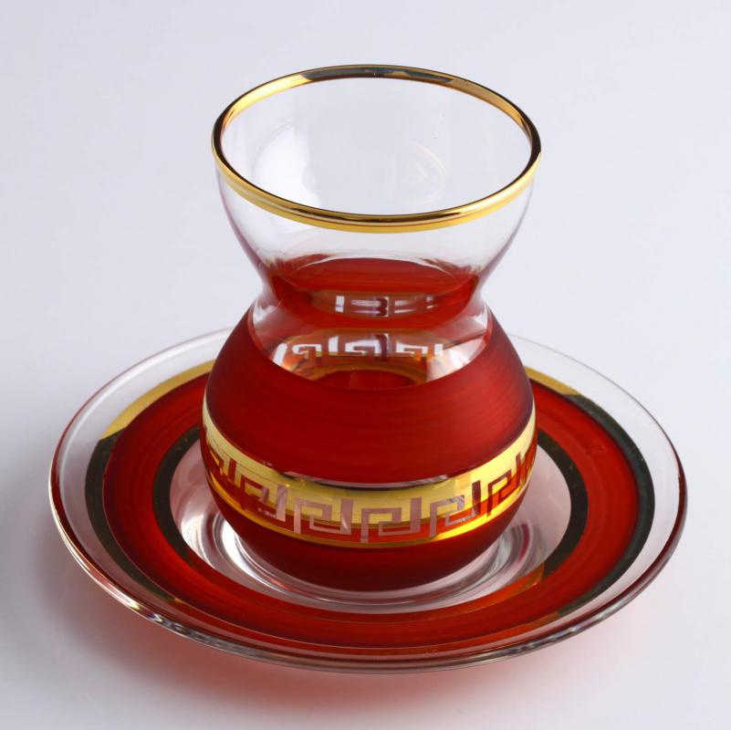 12 Parça Çay Takımı - Antik Altın Bordo
