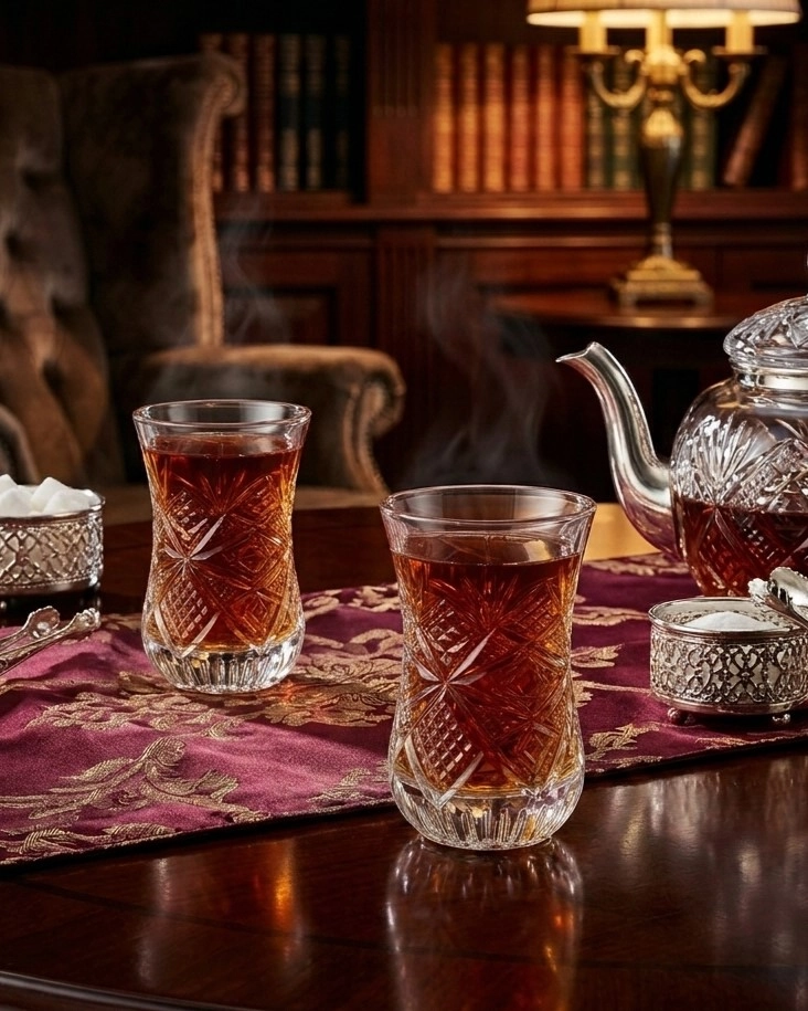 6 lı Klasik Boy Çay Bardağı Takımı- Göz Dekor (Sadece bardaklar)