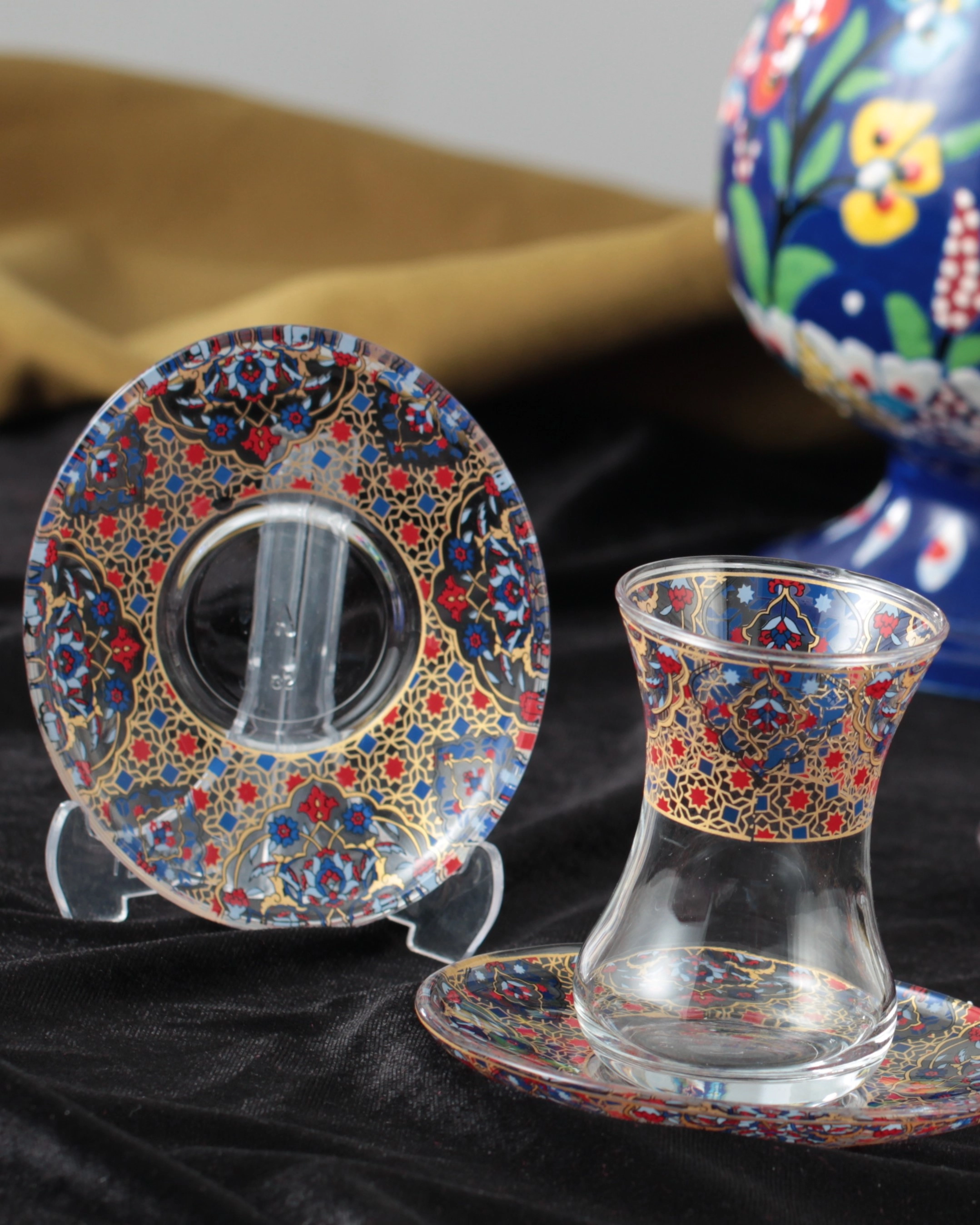 12 Parça 6 Kişilik Çay Takımı Oryantal Desenler 01