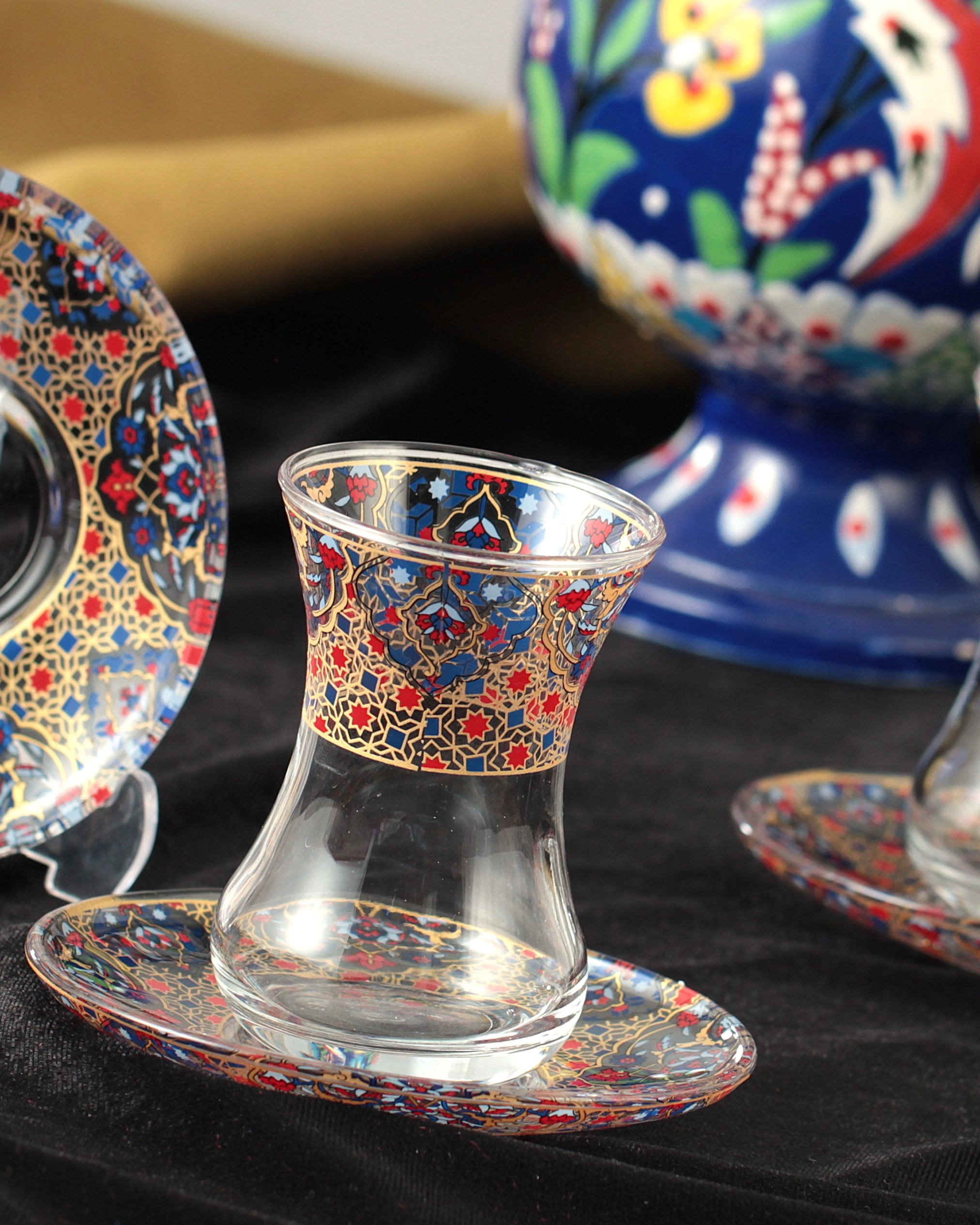 12 Parça 6 Kişilik Çay Takımı Oryantal Desenler 01