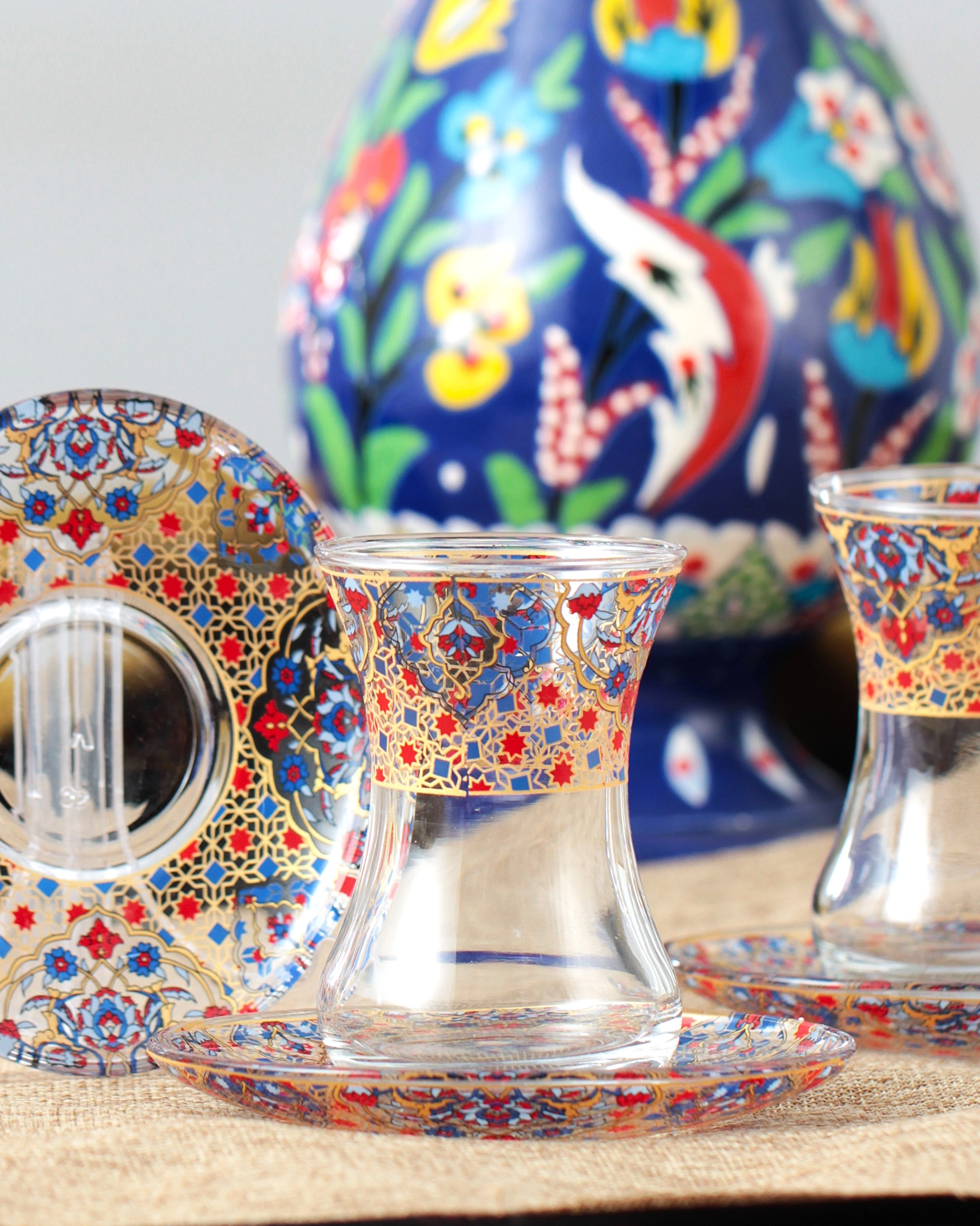 12 Parça 6 Kişilik Çay Takımı Oryantal Desenler 01
