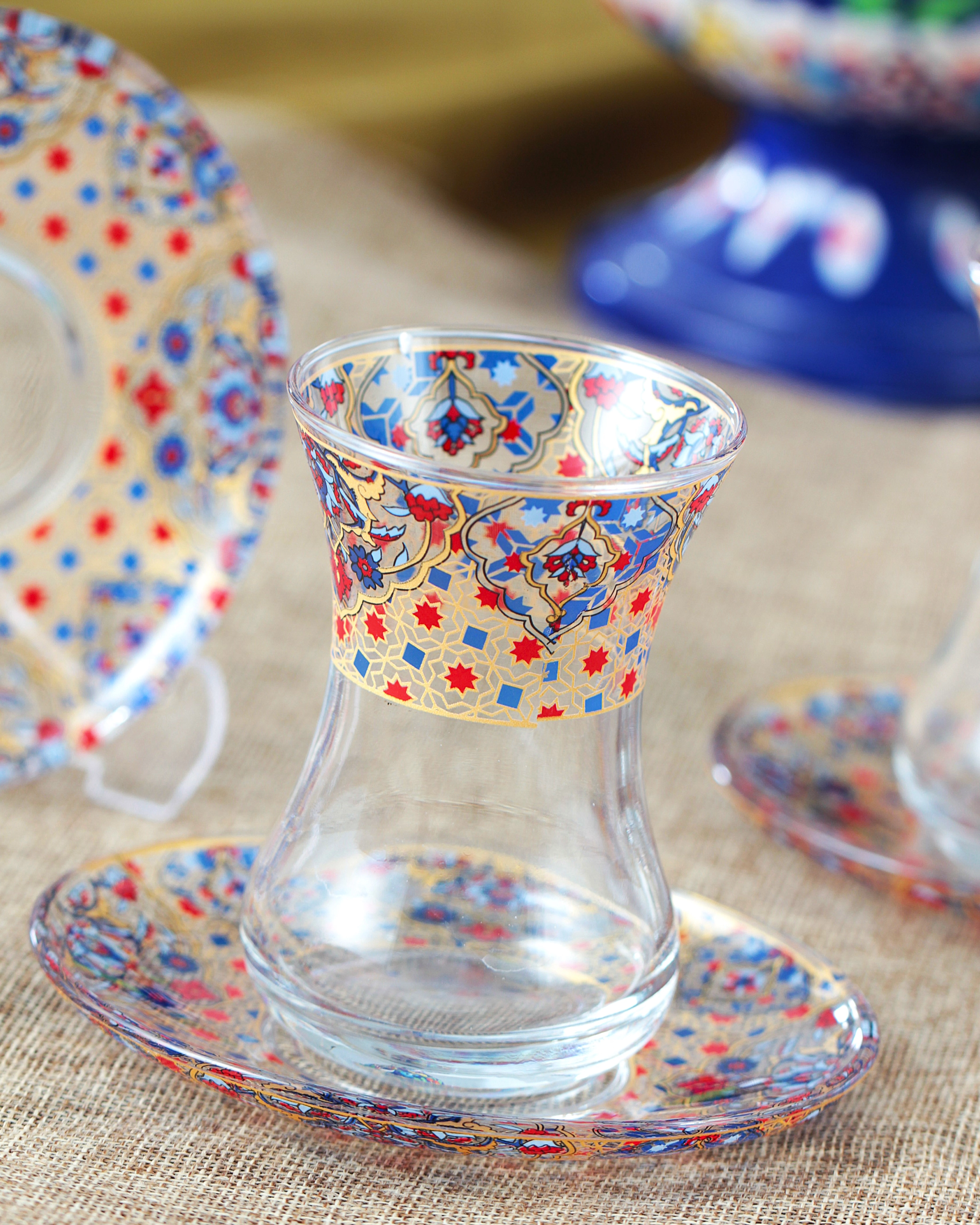 12 Parça 6 Kişilik Çay Takımı Oryantal Desenler 01