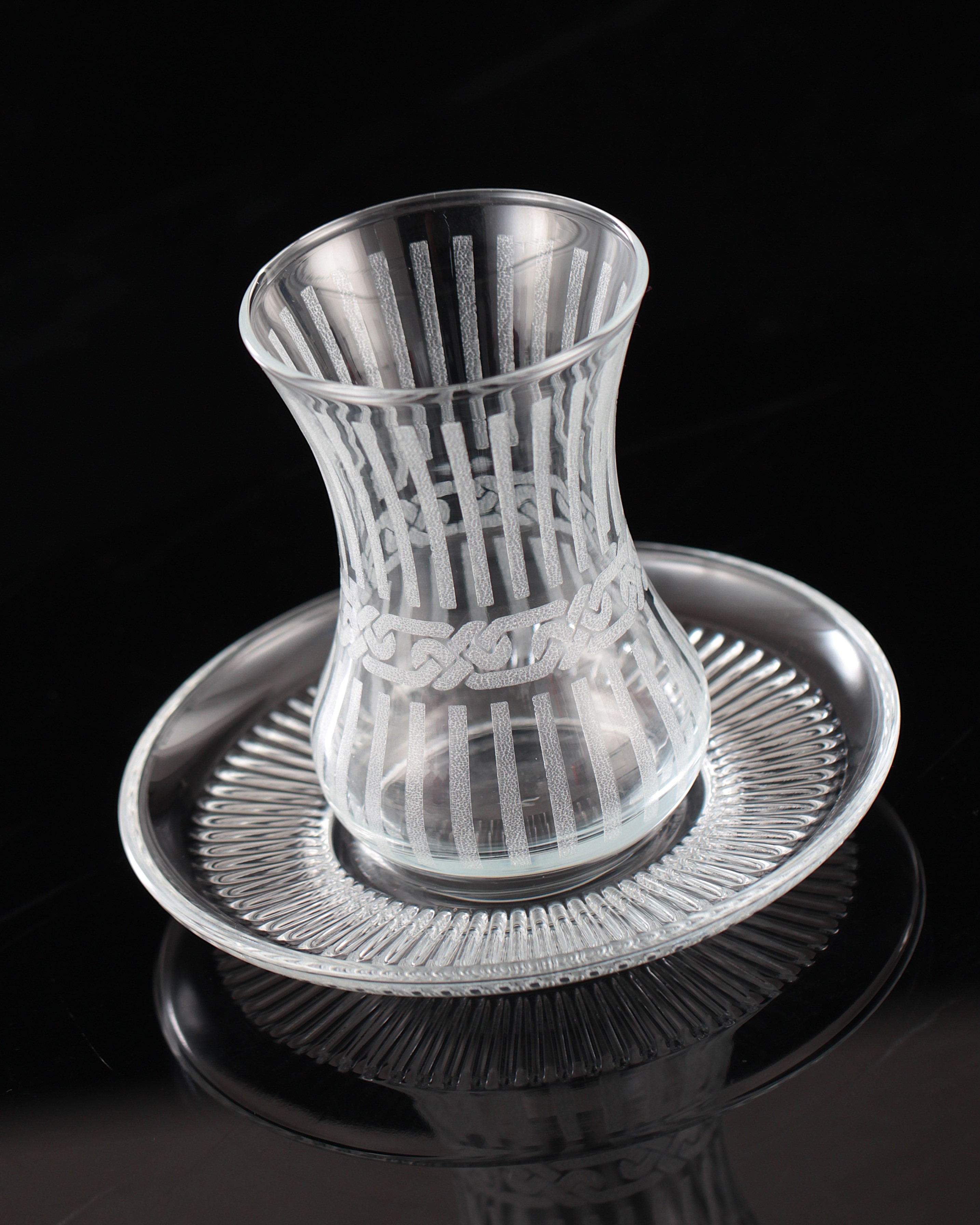 12 Parça 6 Kişilik Çay Takımı Gravür Desen 02