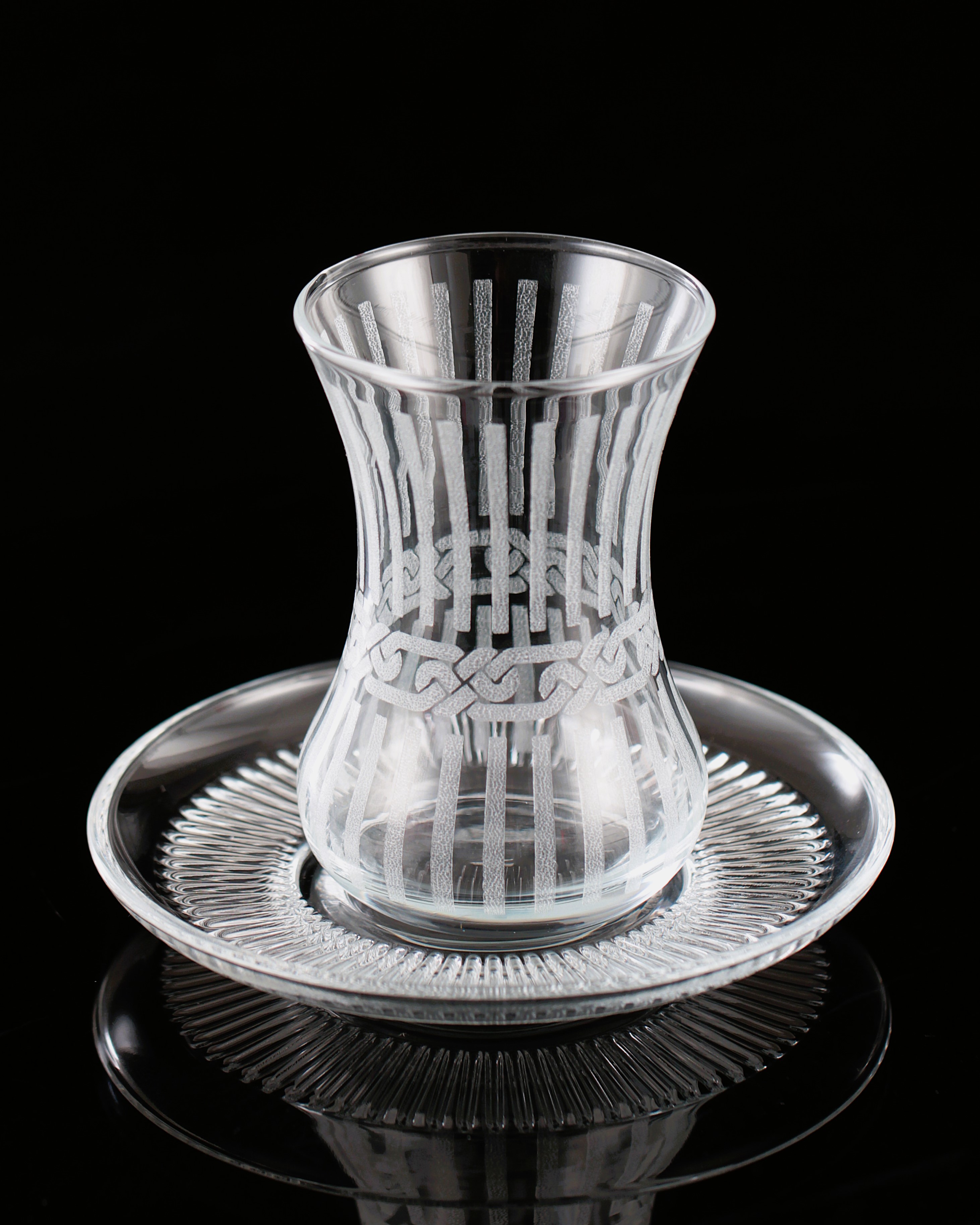 12 Parça 6 Kişilik Çay Takımı Gravür Desen 02