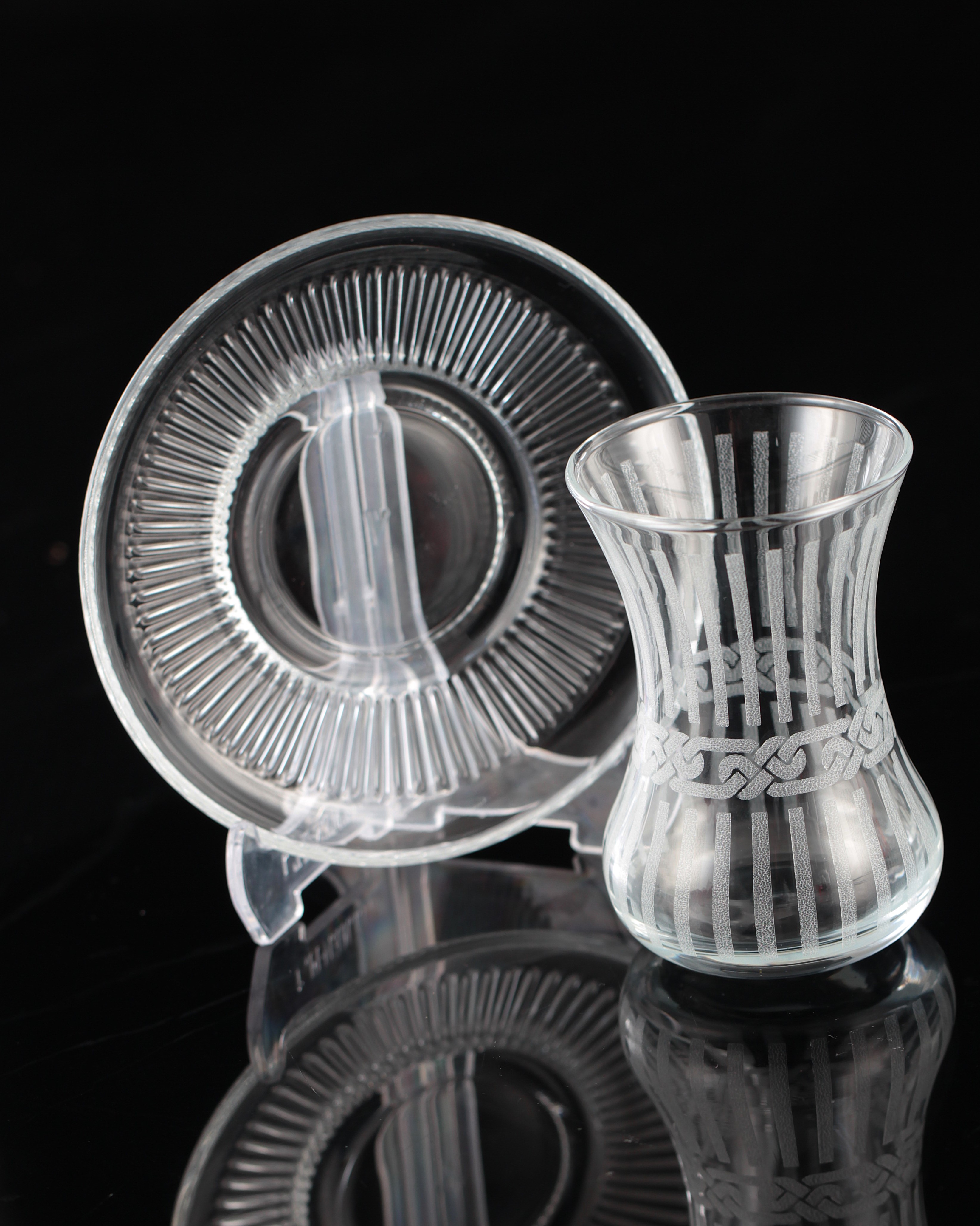 12 Parça 6 Kişilik Çay Takımı Gravür Desen 02