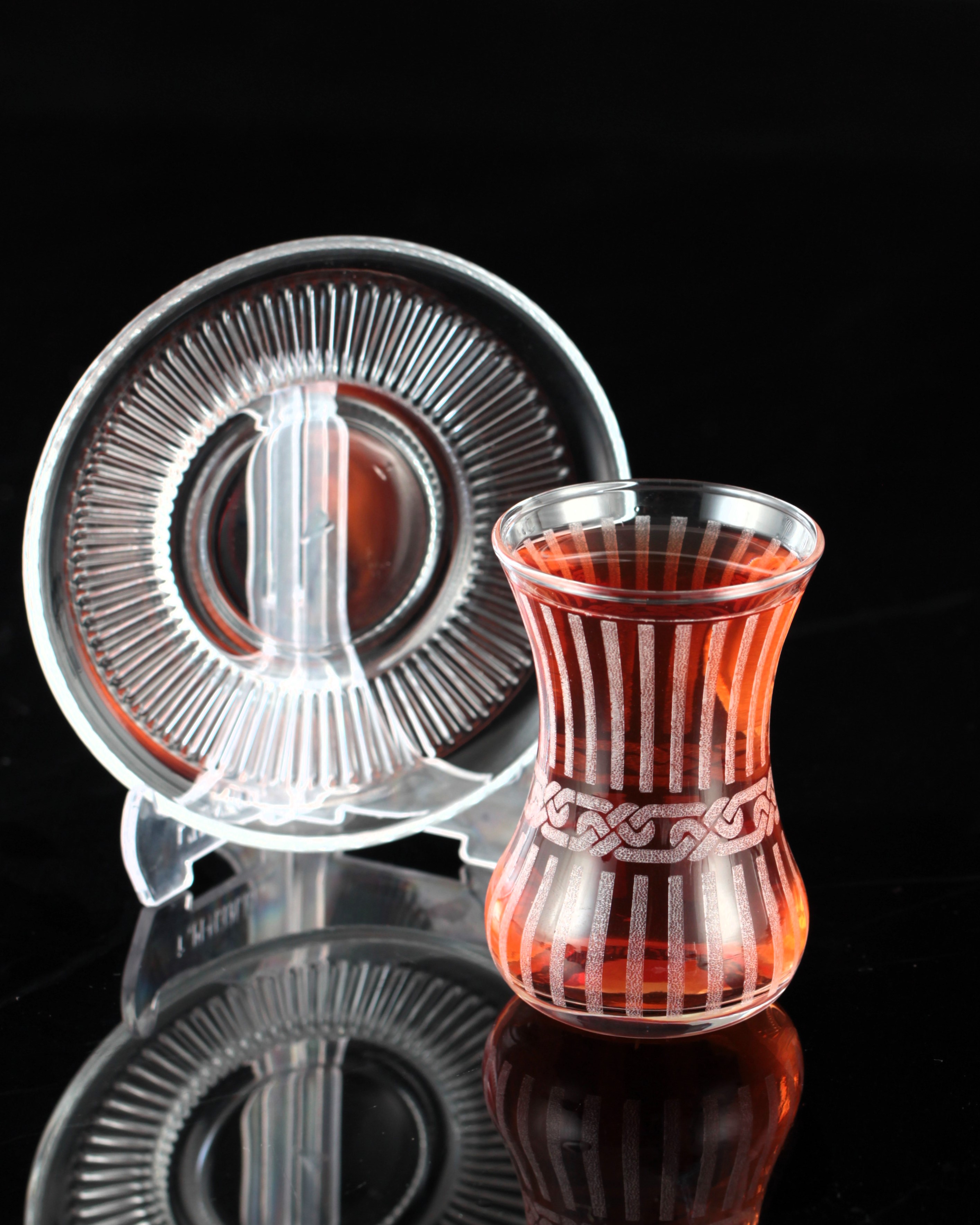 12 Parça 6 Kişilik Çay Takımı Gravür Desen 02