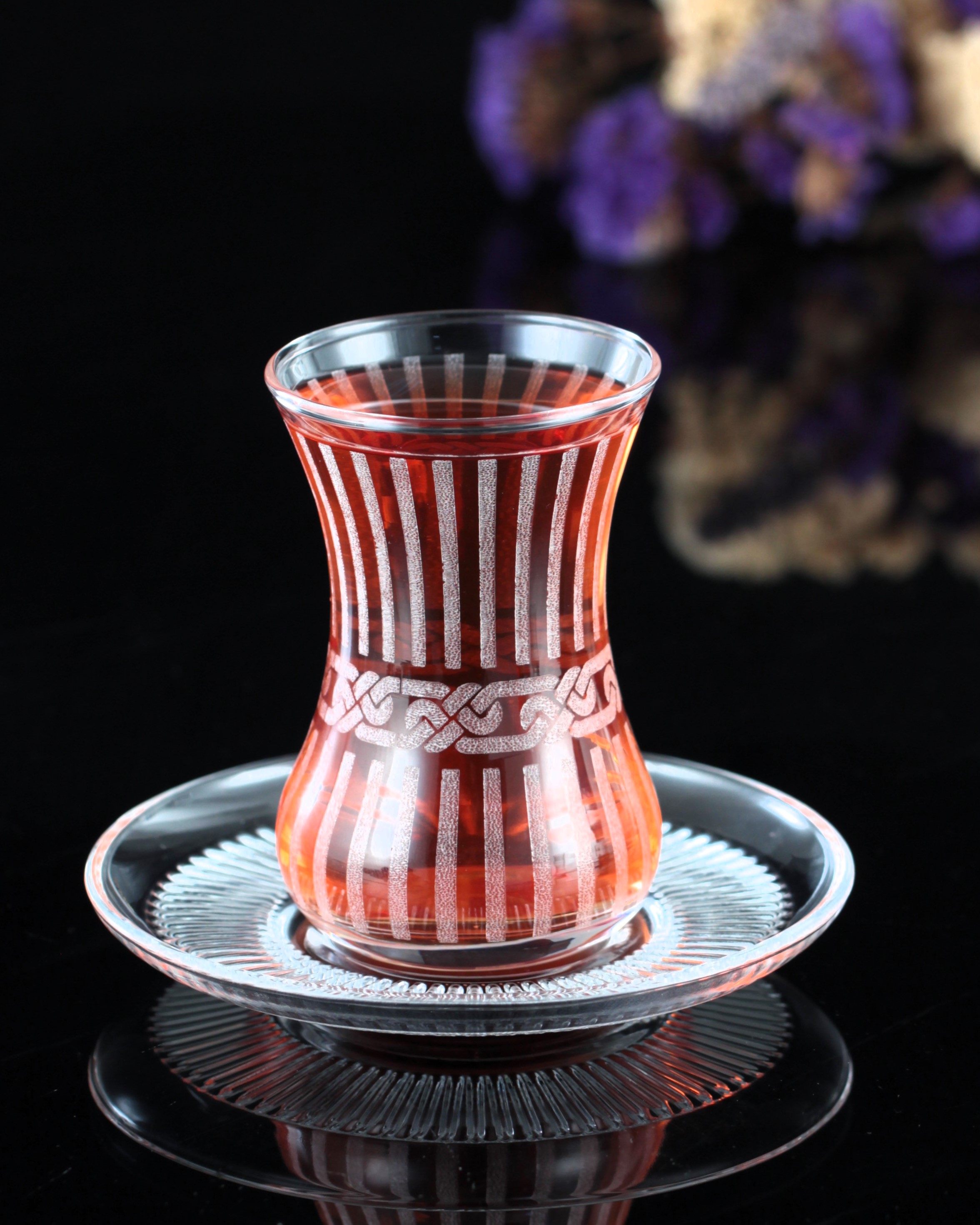 12 Parça 6 Kişilik Çay Takımı Gravür Desen 02