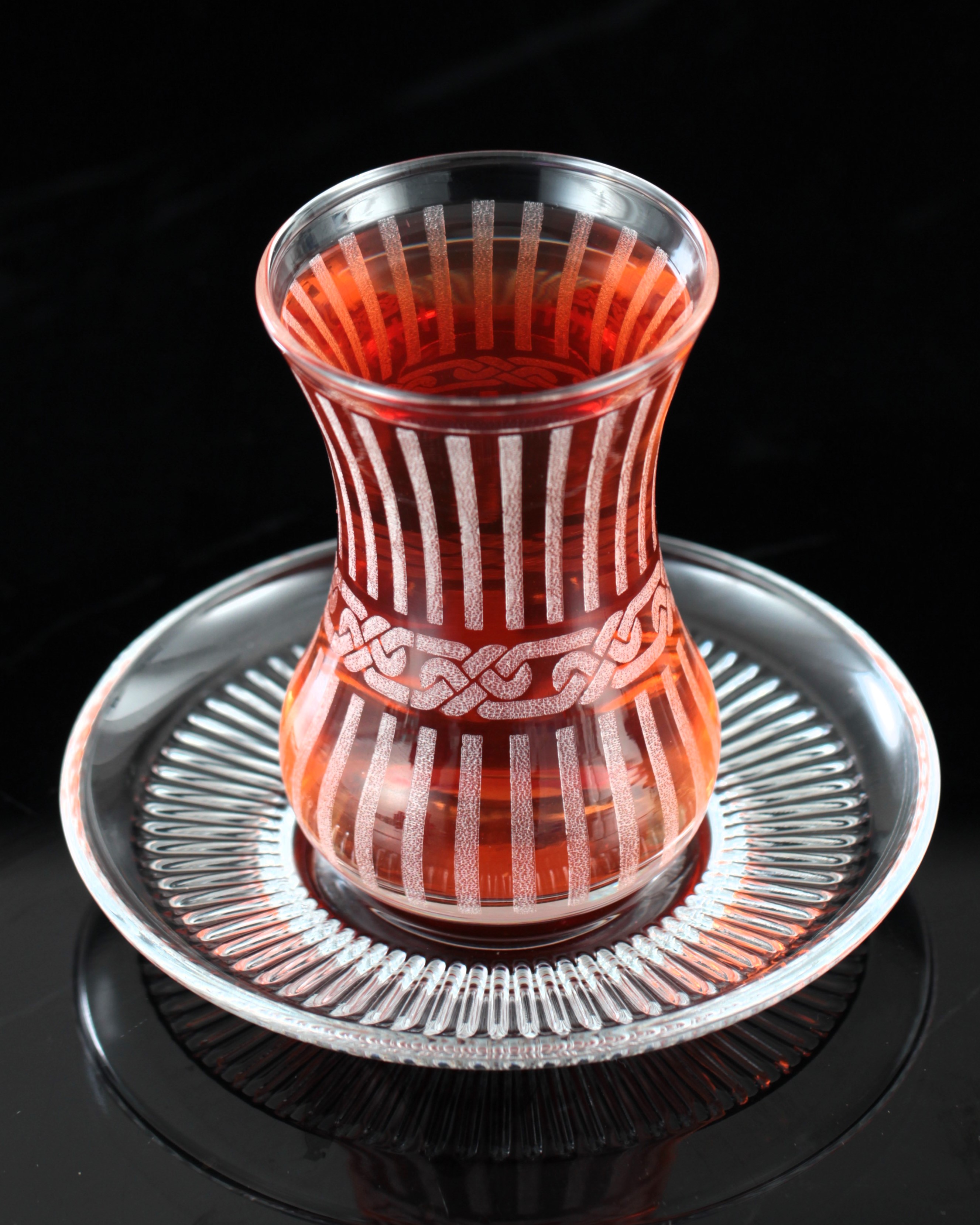 12 Parça 6 Kişilik Çay Takımı Gravür Desen 02