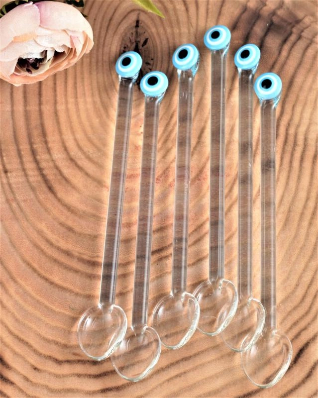 Cam Çay Kaşığı Nazar Boncuklu Maviş - 6 Kişilik
