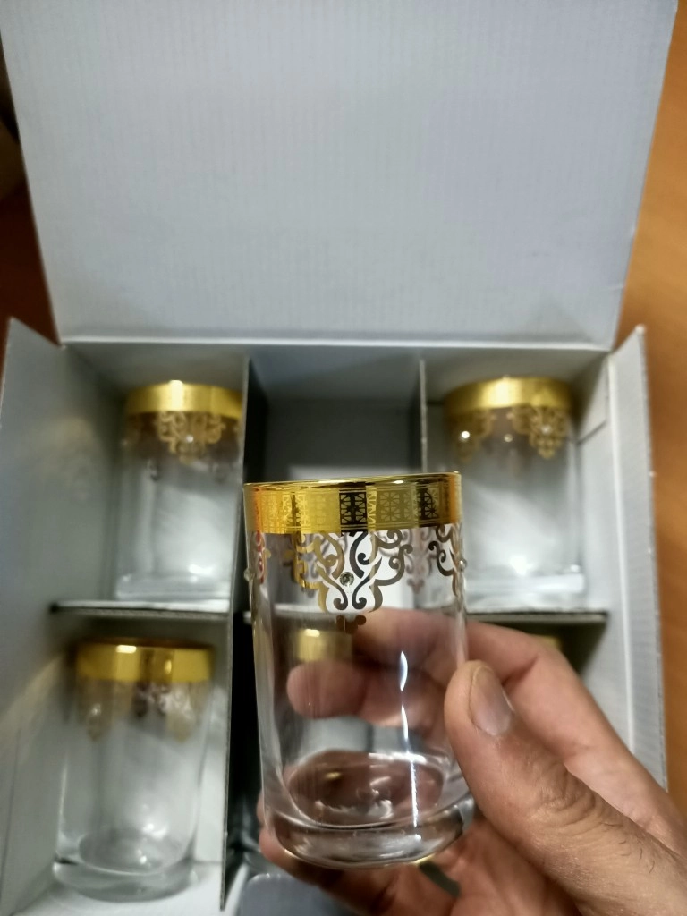 Kahve Yanı Su Bardağı - Yaldız