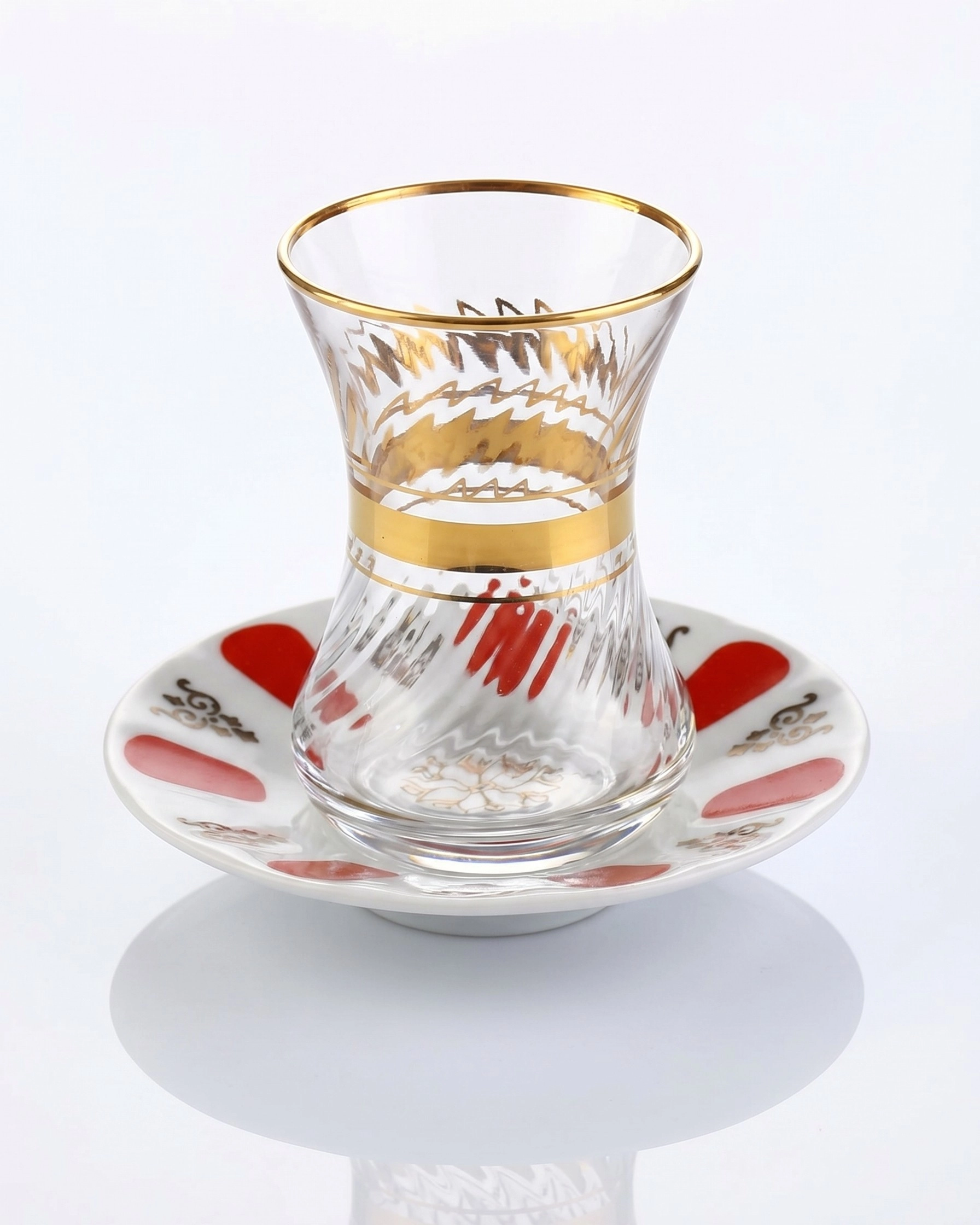 12 Parça Çay Takımı Porselen Tabaklı Altın Yaldızlı (pby) - Optikli