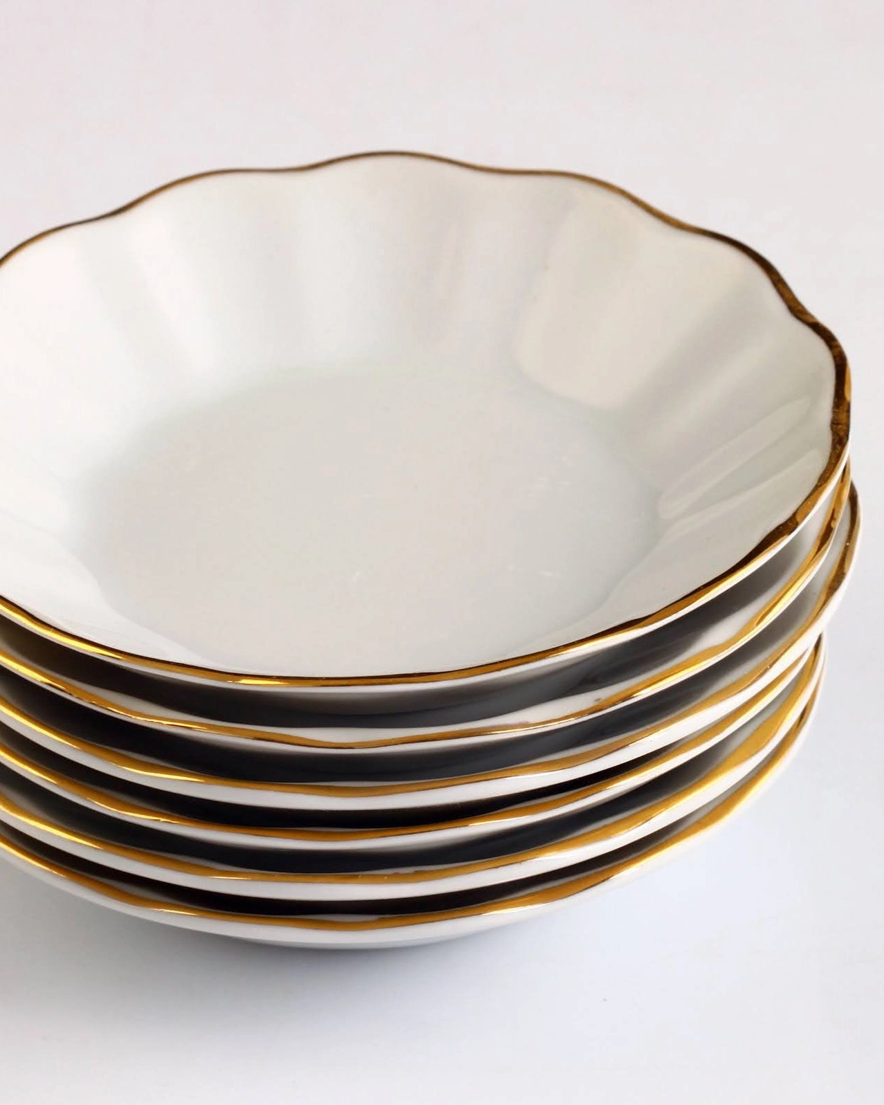 6 Kişilik Porland Porselen Kahveci Çay Tabağı - İnci Gold
