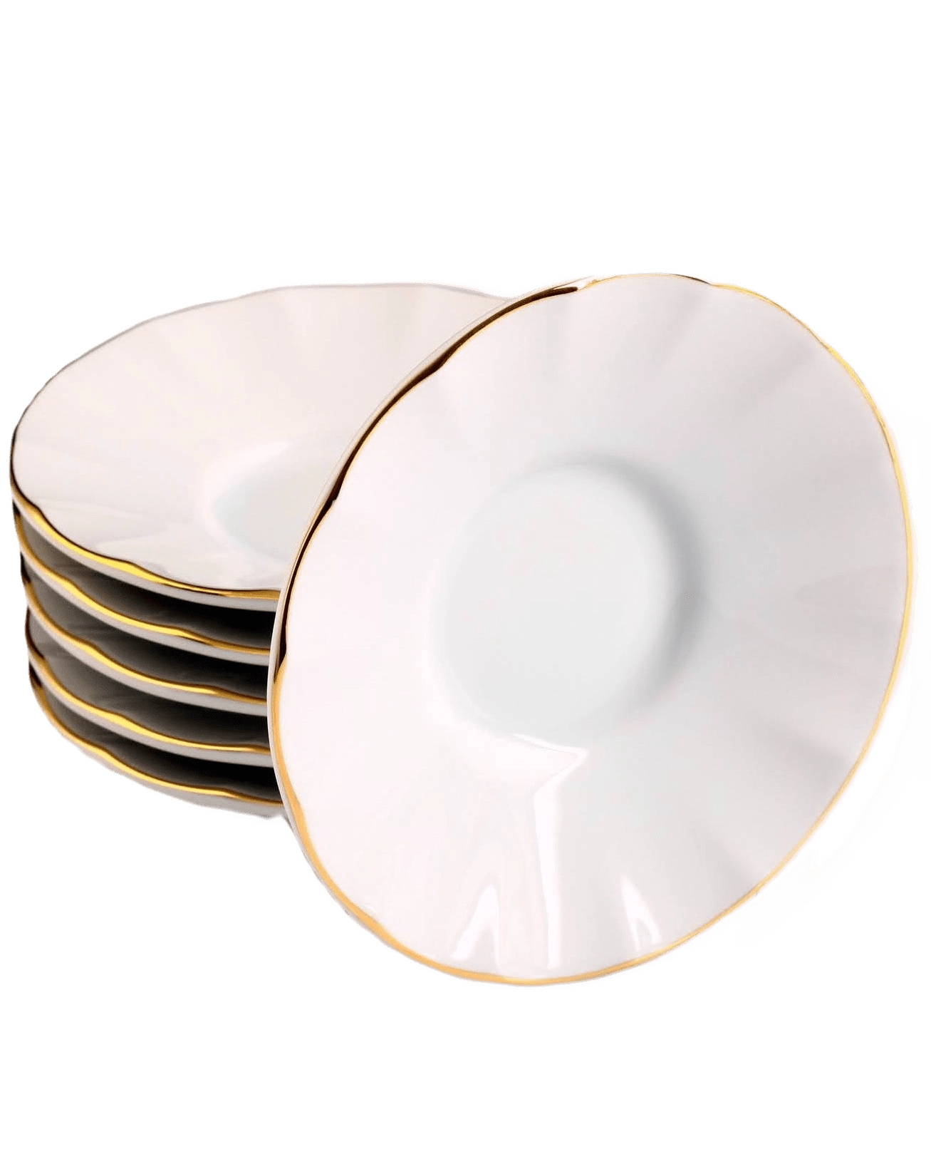 6 Kişilik Porland Porselen Ergonomi Çay Tabağı - İnci Gold