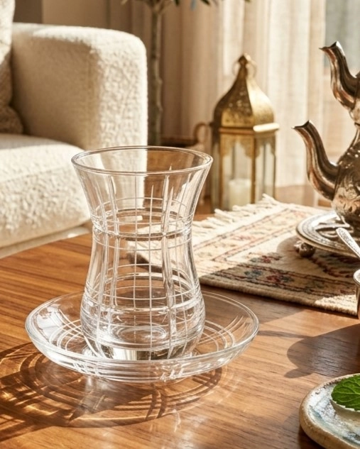 12 Parça 6 Kişilik Çay Takımı Ajda - Nergis Dekor