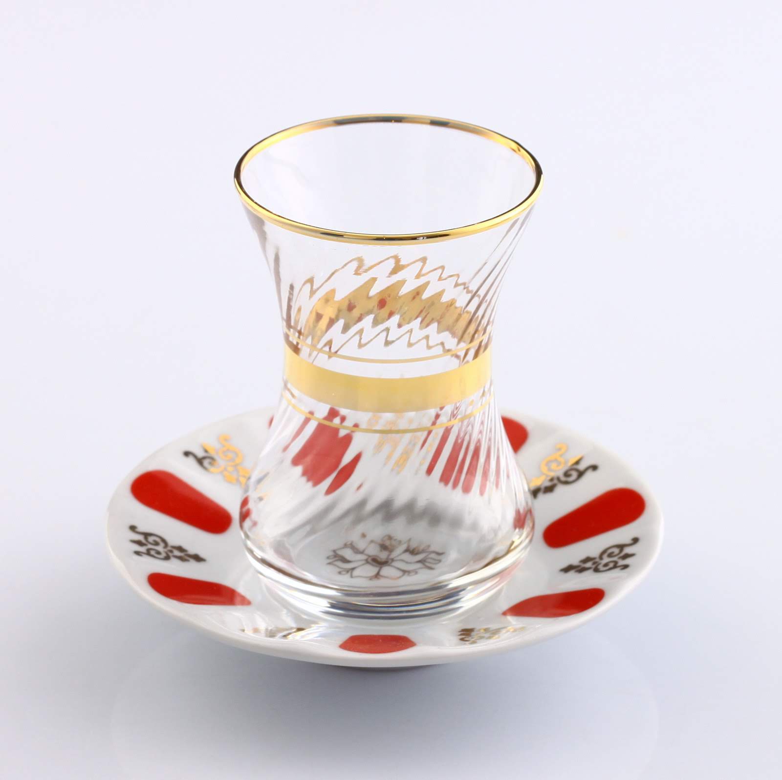 12 Parça Çay Takımı Porselen Tabaklı Altın Yaldızlı (pby) - Optikli