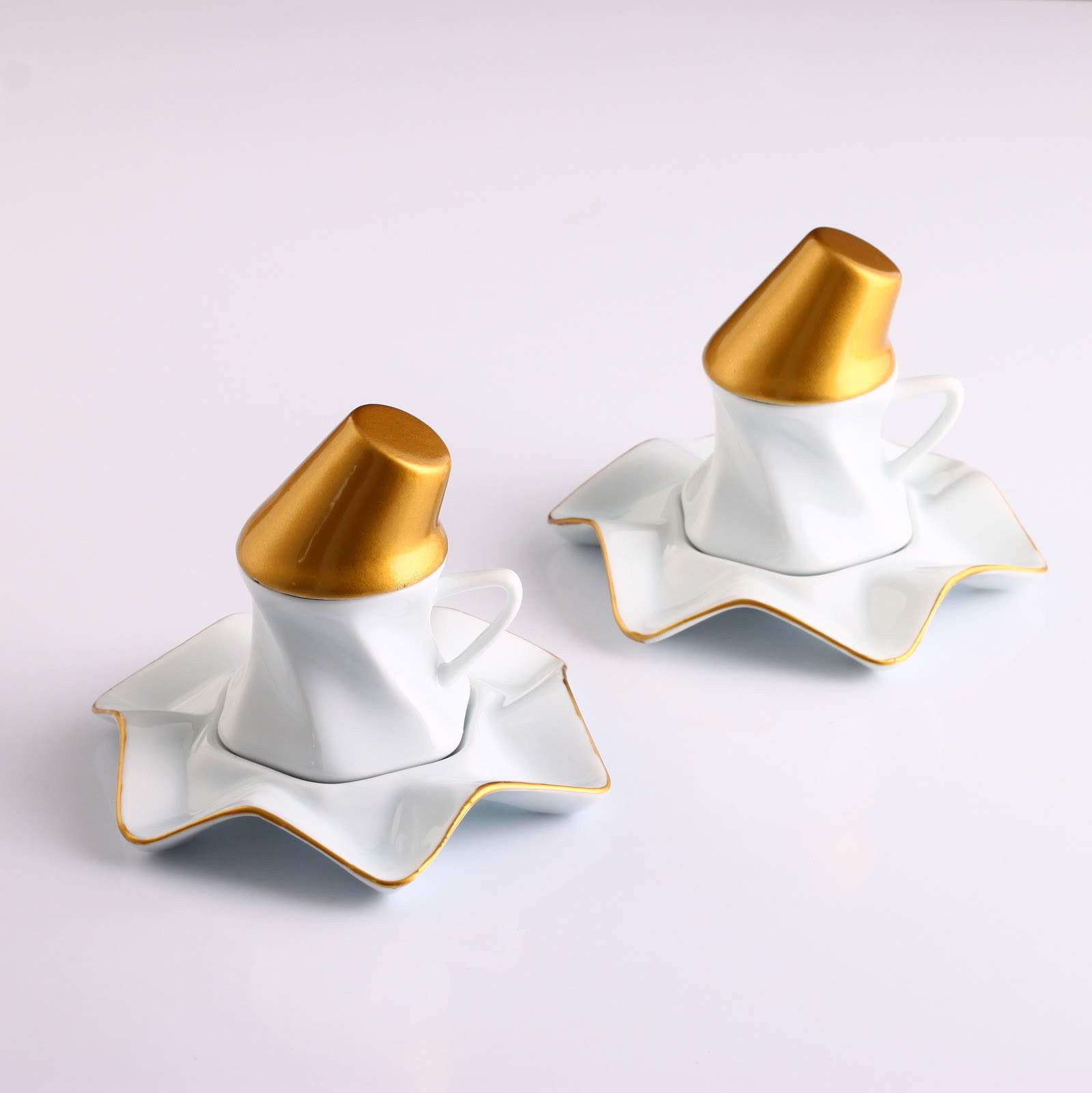 2 li Porselen Kahve Fincan Tk Semazen Varak Gold Kristal Galerisi