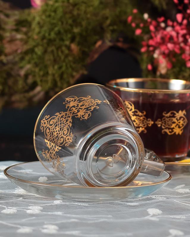 12 Parça Çay & Nescafe Fincan Takımı - Sultani Altın