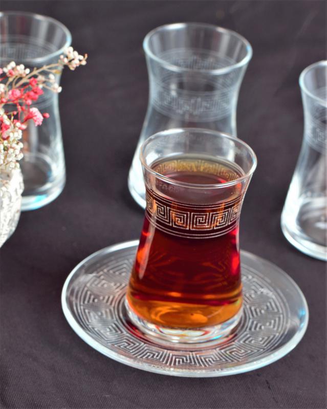 12 Parça Çay Seti - Paşabahçe Heybeli Antik Desen