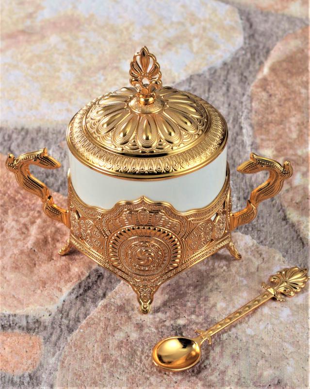 Porselen Şekerlik Beyaz - Gold