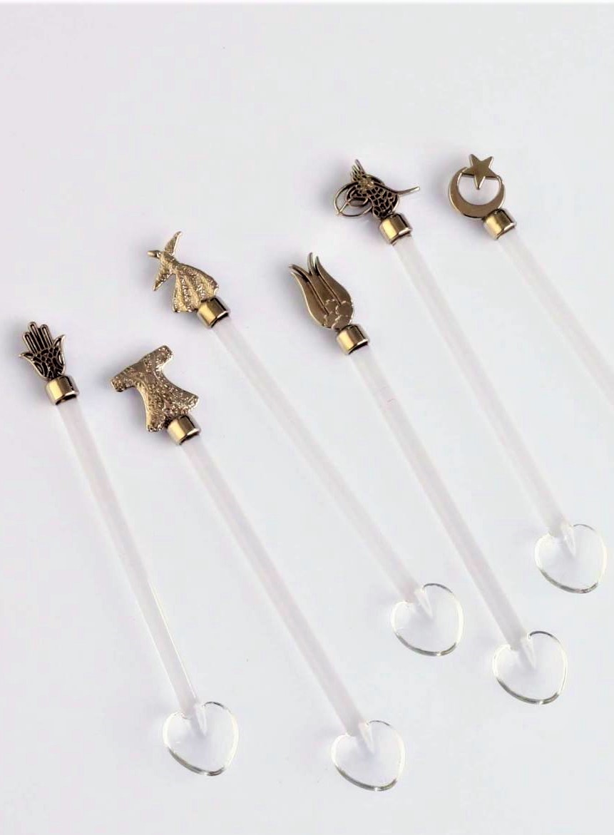 Cam Çay Kaşığı Semboller Platin - 6 Kişilik