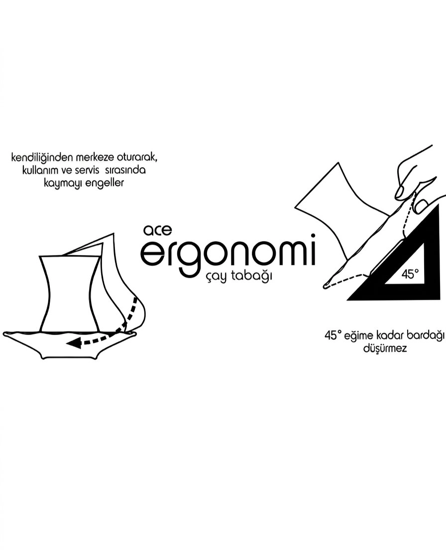 6 Kişilik Porland Porselen Ergonomi Çay Tabağı - İnci Gold