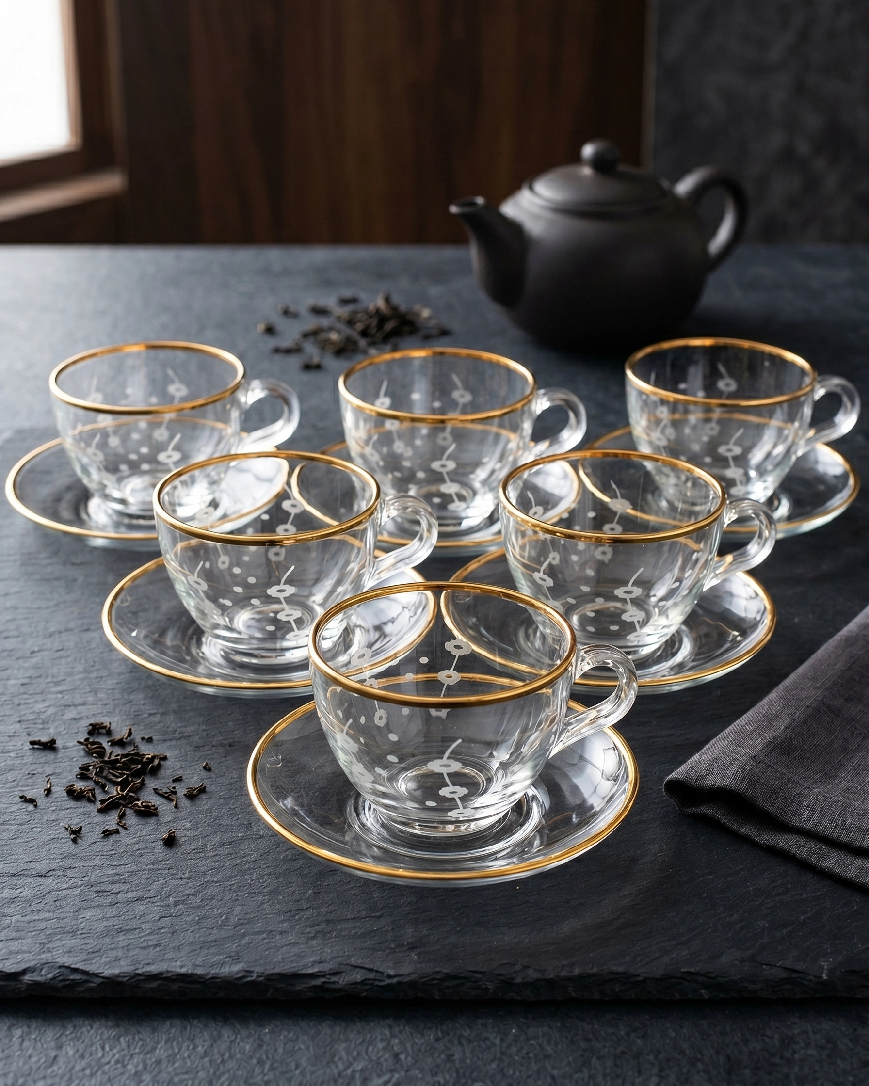 12 Parça Çay Fincan Takımı - Çitlembik Altın