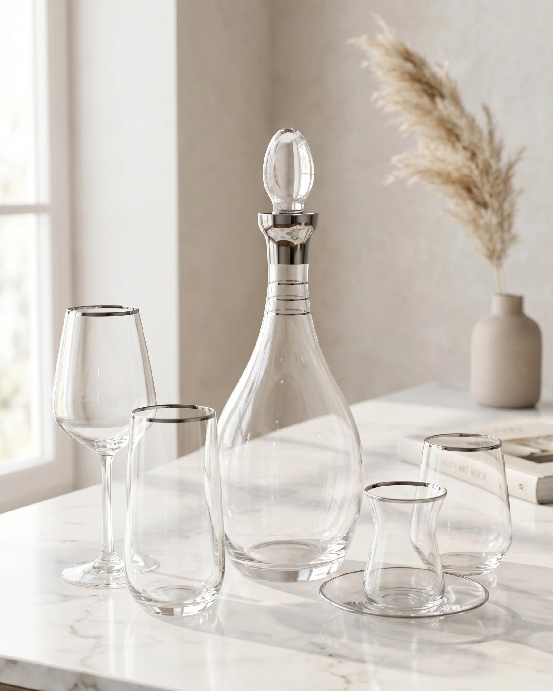 12 Parça Çay Takımı - Duru Heybeli Platin