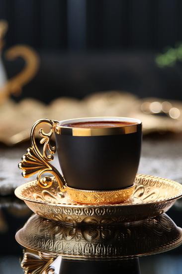 12 Parça Lal Elegans Kahve Fincan Takımı - Gold Siyah