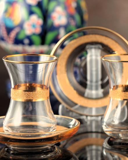 12 Parça Çay Takımı - İncebelli - Krikle Altın