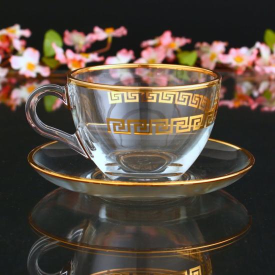 12 Parça Çay Fincan Takımı - Antik Altın