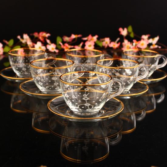 12 Parça Çay Fincan Takımı - Çitlembik Altın
