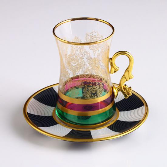 12 Parça Kulplu Çay Takımı EXPX- Tuna Altın D19
