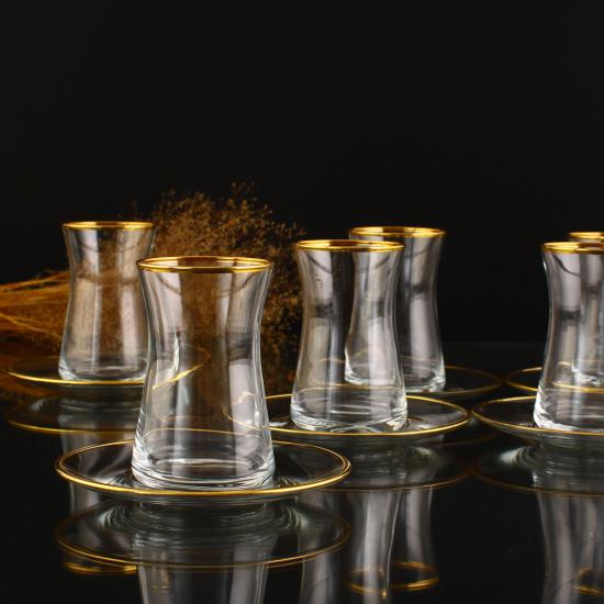 12 Parça Çay Takımı - Duru Heybeli Altın