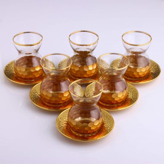 12 Parça Çay Takımı - Petek Varak Altın 841-063
