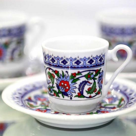 6 Kişilik Kütahya Porselen Türk Kahvesi Fincan Takımı - Topkapı
