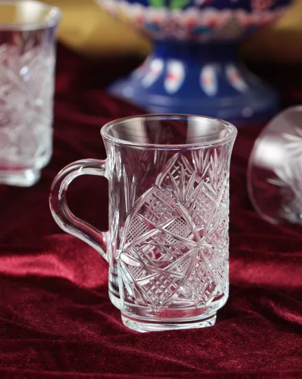 6 lı Kuplu Çay Bardağı Takımı 155 cc- Göz Dekor