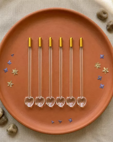 Cam Çay Kaşığı Varak Gold - 6 Kişilik