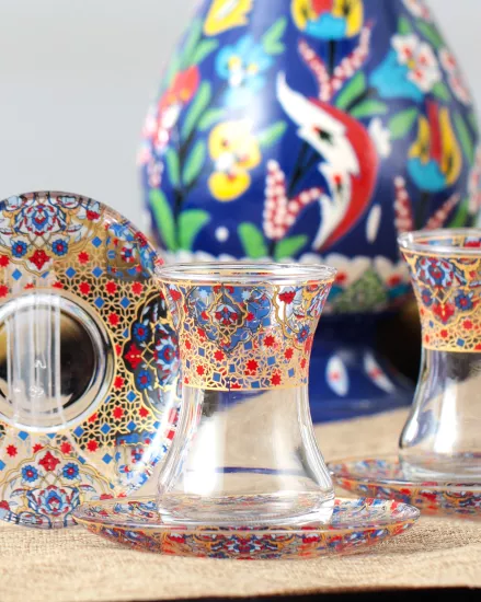 12 Parça 6 Kişilik Çay Takımı Oryantal Desenler 01