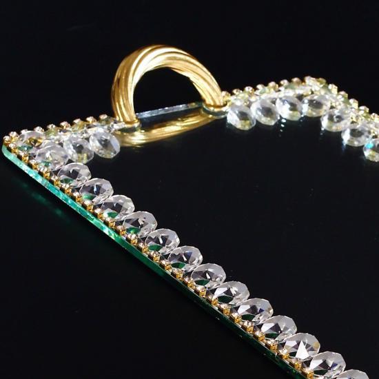Taşlı Aynalı Tepsi Köşeli Form Gold 42X24