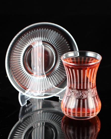 12 Parça 6 Kişilik Çay Takımı Gravür Desen 03