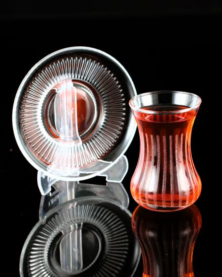 12 Parça 6 Kişilik Çay Takımı Gravür Desen 01