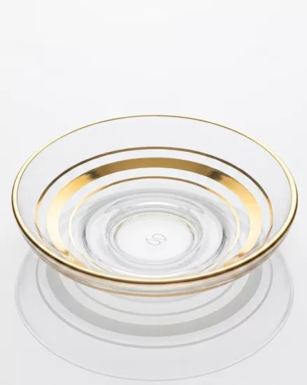 6 Kişilik Çay Tabağı Paşabahçe Altın Yaldızlı - Büyük Boy