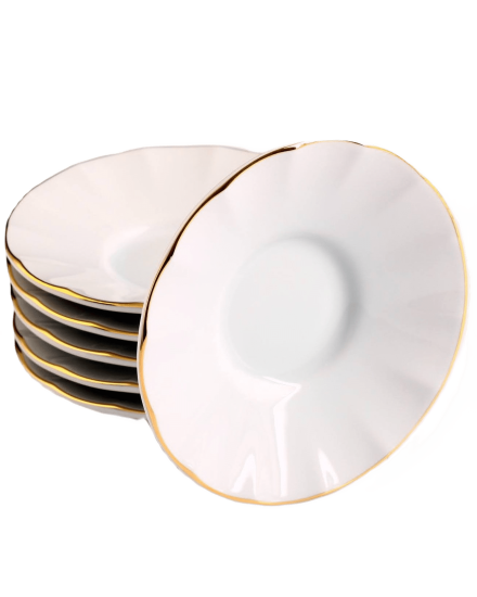 6 Kişilik Porland Porselen Ergonomi Çay Tabağı - İnci Gold