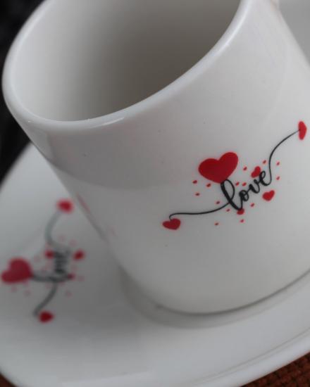 2 li Porselen Kahve Takımı - Love 